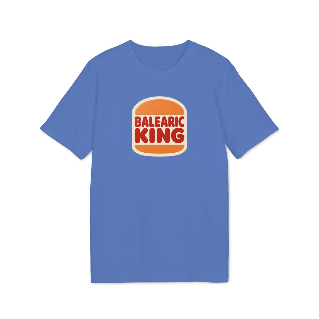 Balearic Blend T-shirt: A clean, flat-lay product photograph of the retro fast-food graphic tee in black, featuring the Balearic King logo centered on the chest.