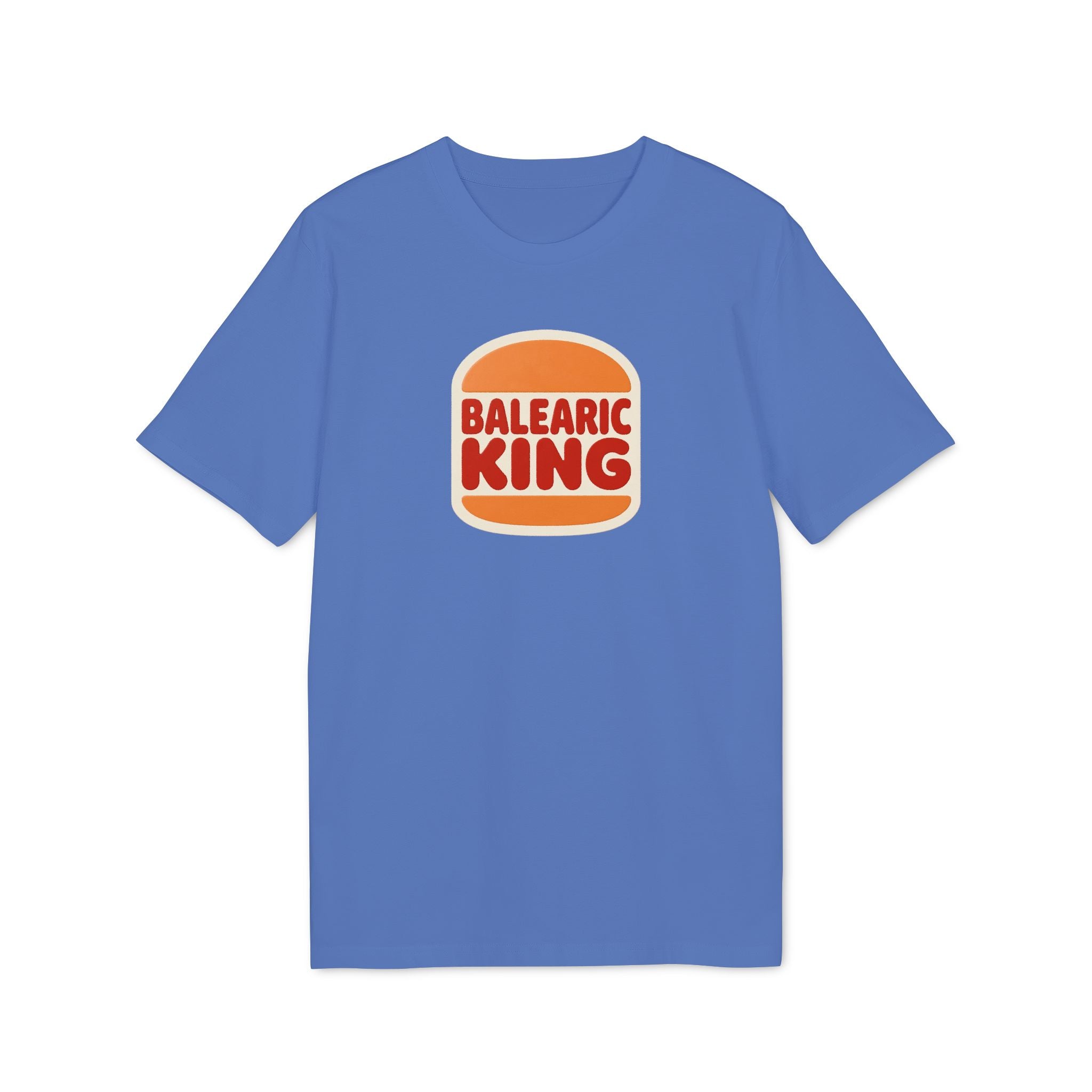 Balearic Blend T-shirt: A clean, flat-lay product photograph of the retro fast-food graphic tee in black, featuring the Balearic King logo centered on the chest.