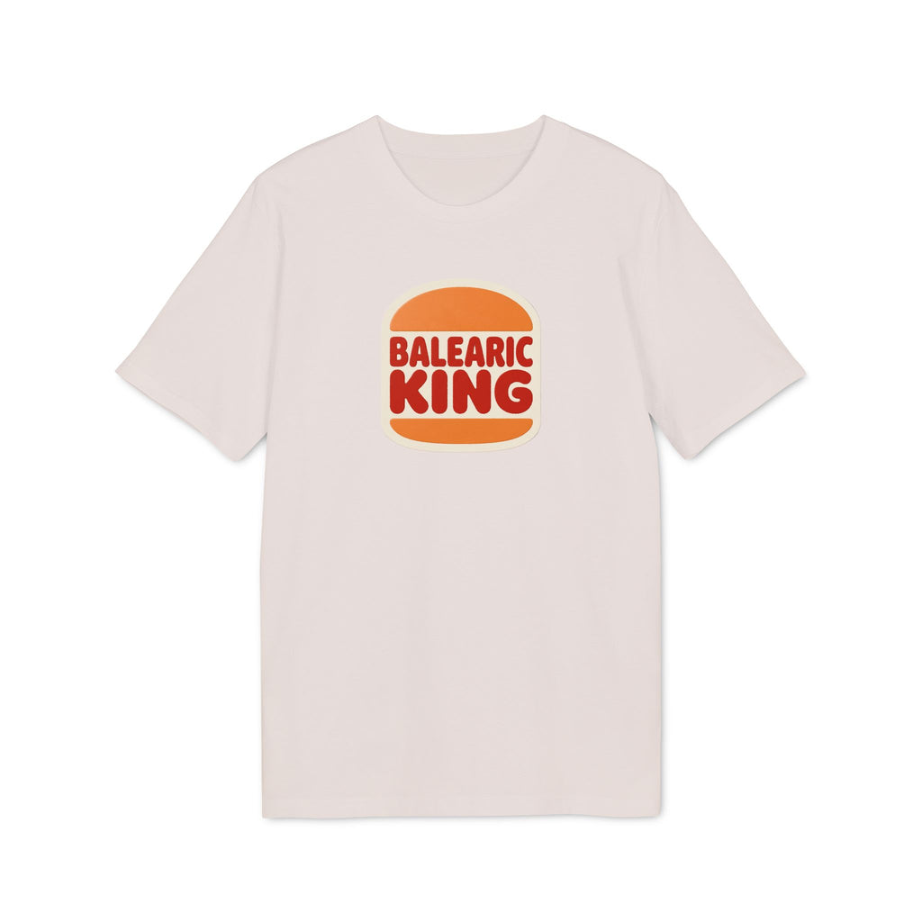 Balearic Blend T-shirt: A clean, flat-lay product photograph of the retro fast-food graphic tee in Vintage White, featuring the Balearic King logo centered on the chest.