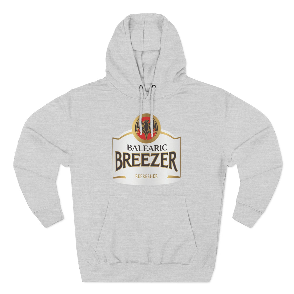 Balearic Breezer Hoodie Heather Grey colourway flat-lay showing the Balearic Breezer graphic print detail.