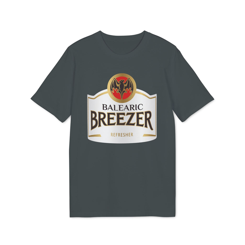 Balearic Blend T-shirt: Anthracite flat-lay of the Balearic Breezer graphic tee featuring the vibrant label.