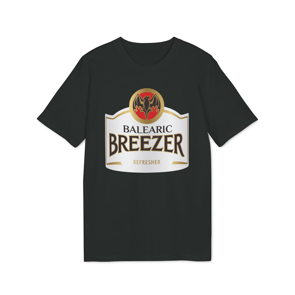 Balearic Blend T-shirt: Black flat-lay of the Balearic Breezer graphic tee featuring the vibrant label.
