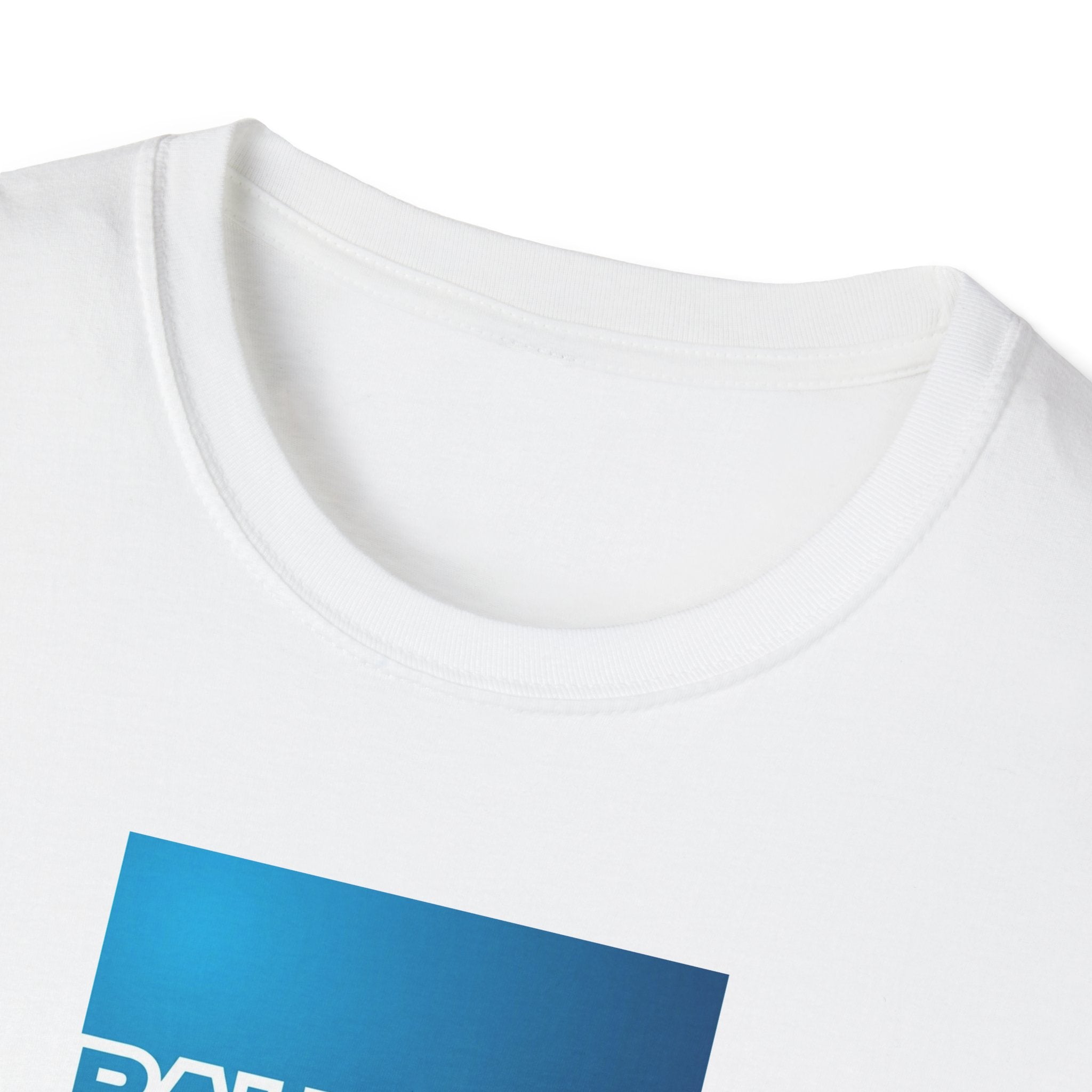 Close-up of the Balearic Express t-shirt showing colllar detail