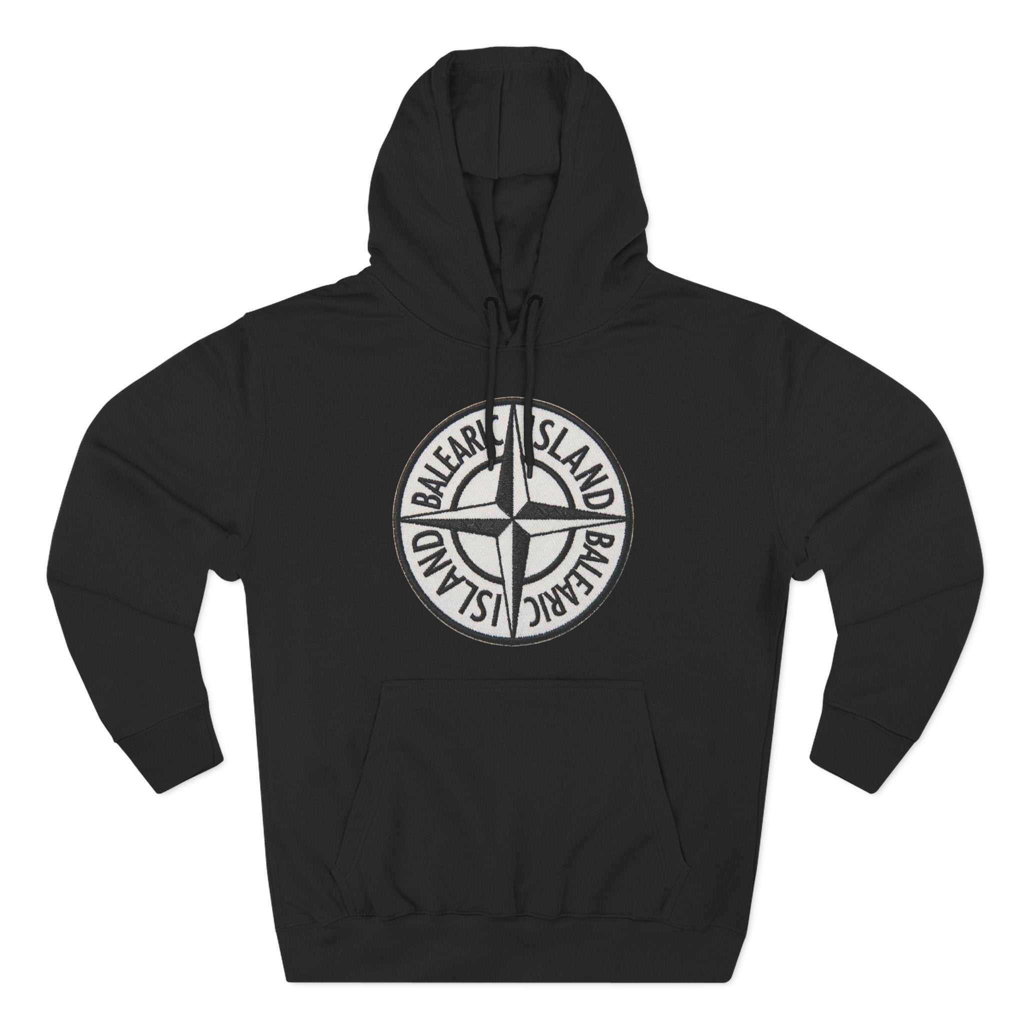 Balearic Island Badge Hoodie: Solid black colour swatch.