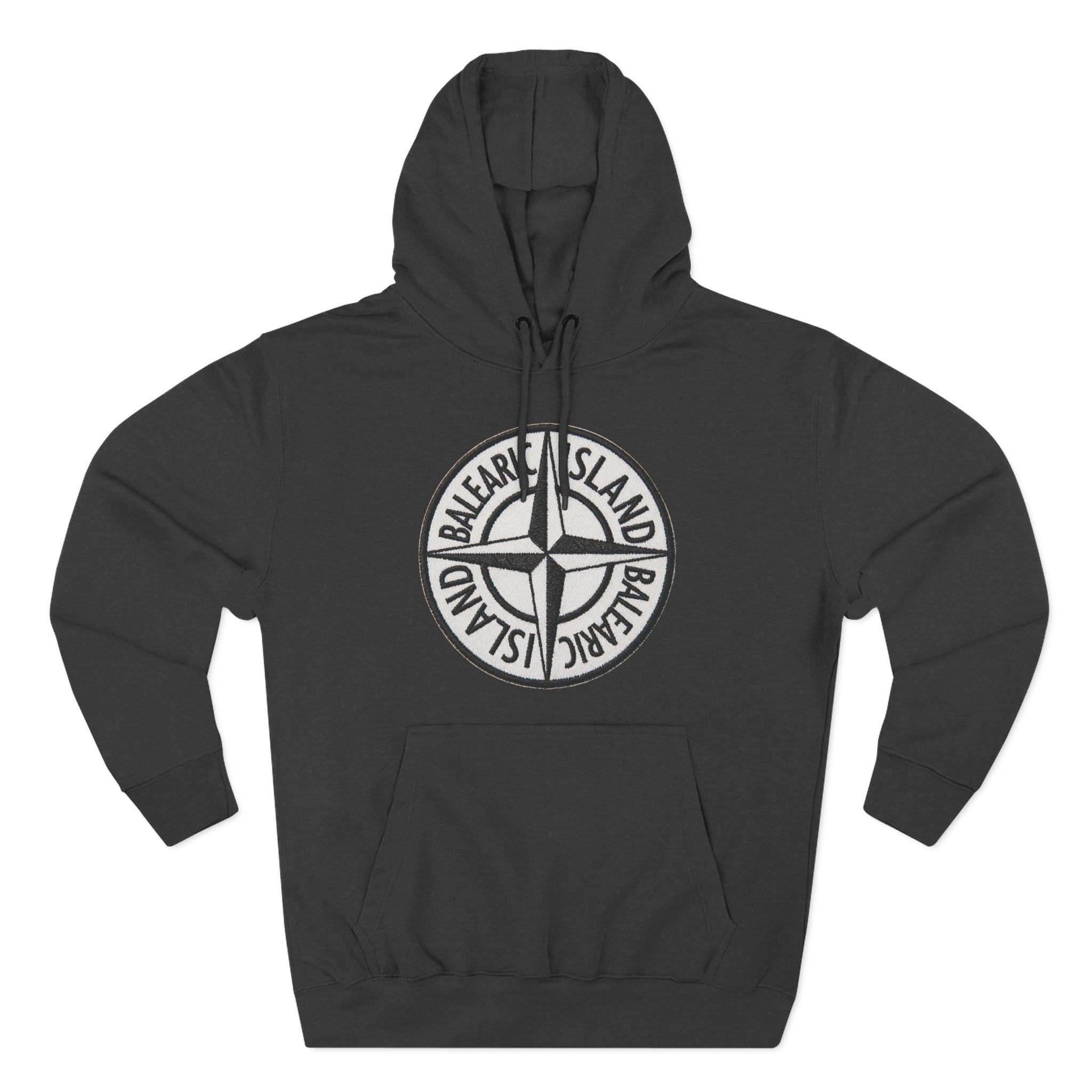 Balearic Island Badge Hoodie: Charcoal Heather swatch.