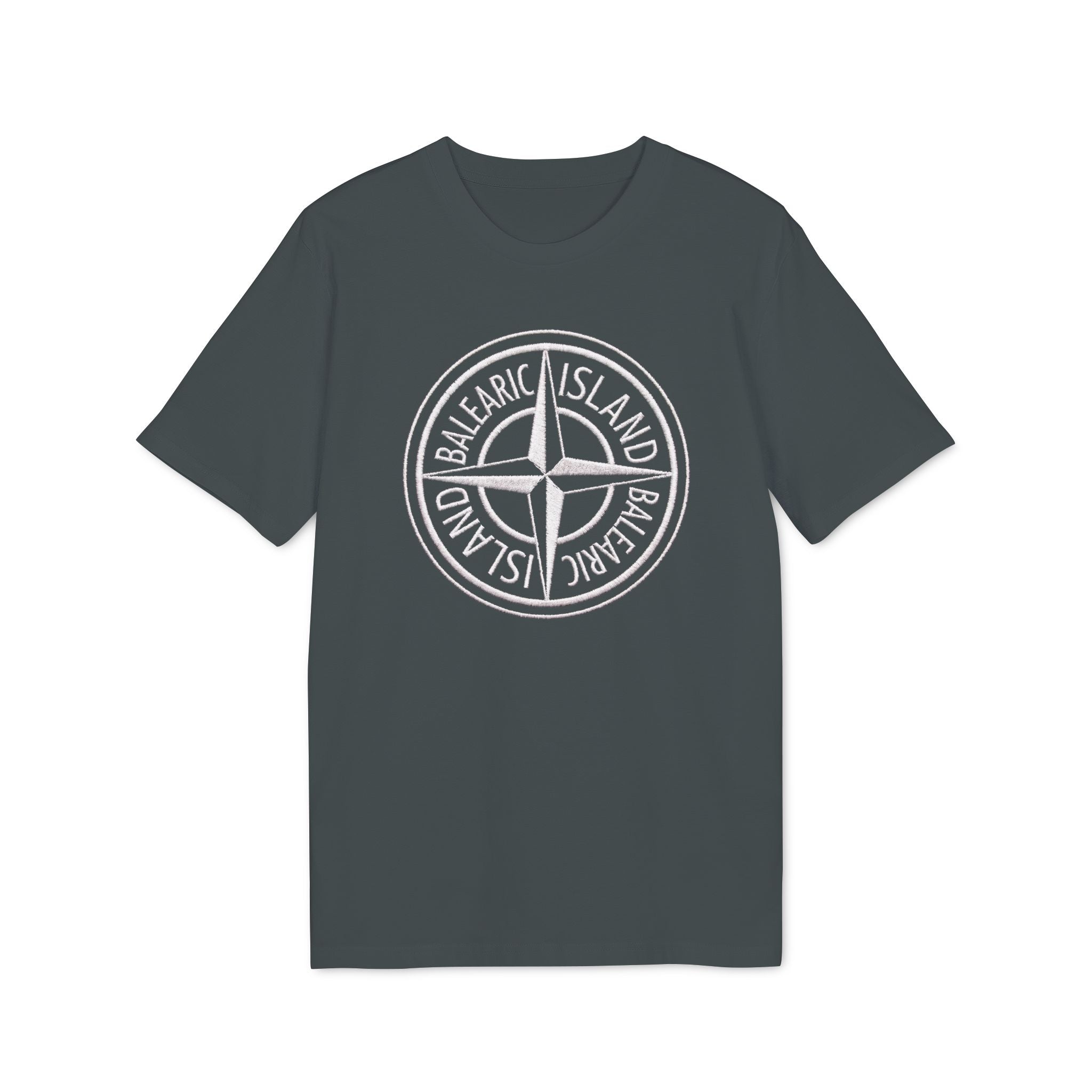 Balearic Blend T-shirt: Anthracite flat-lay of the limited graphic tee featuring the inverted transparent badge print.
