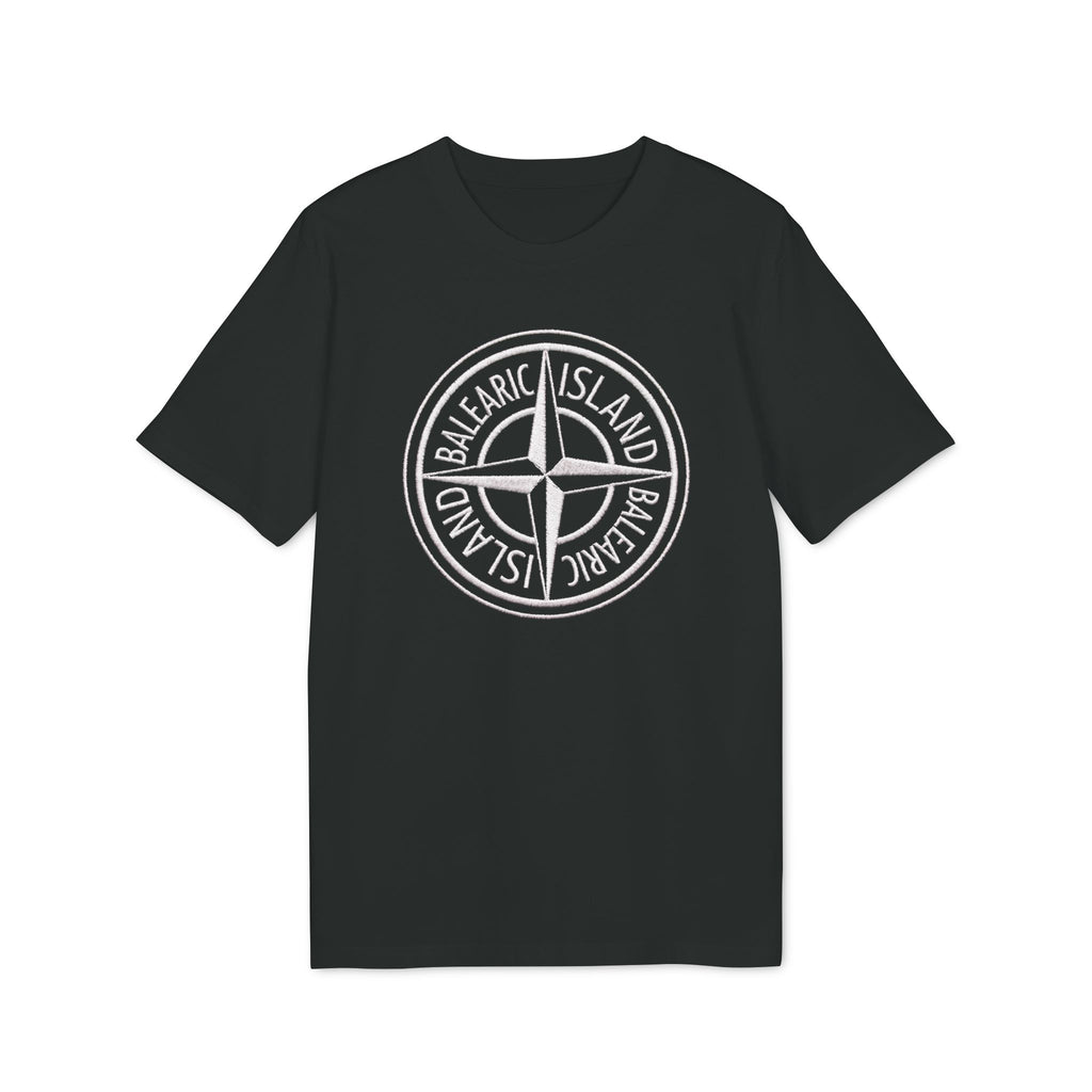 Balearic Blend T-shirt: Black flat-lay of the limited graphic tee featuring the inverted transparent badge print.