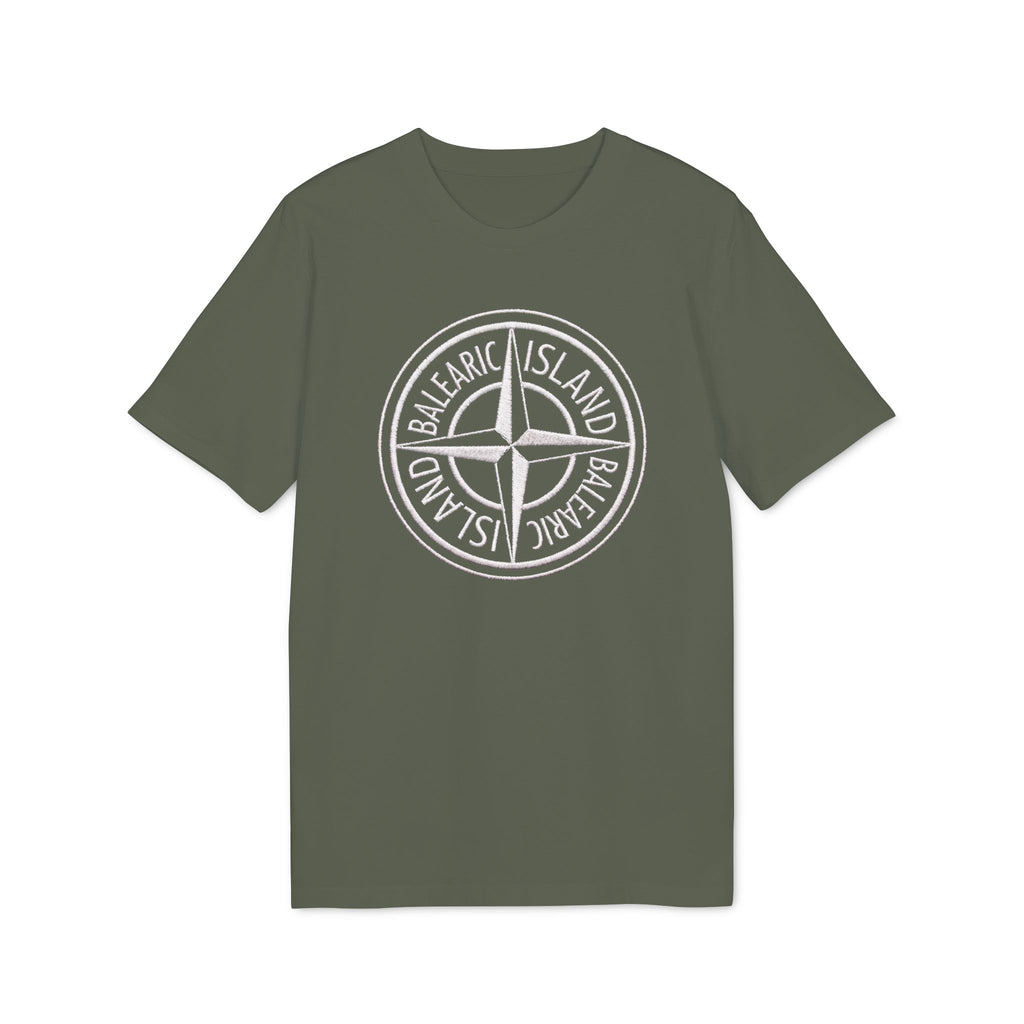 Balearic Blend T-shirt: Khaki flat-lay of the limited graphic tee featuring the inverted transparent badge print.