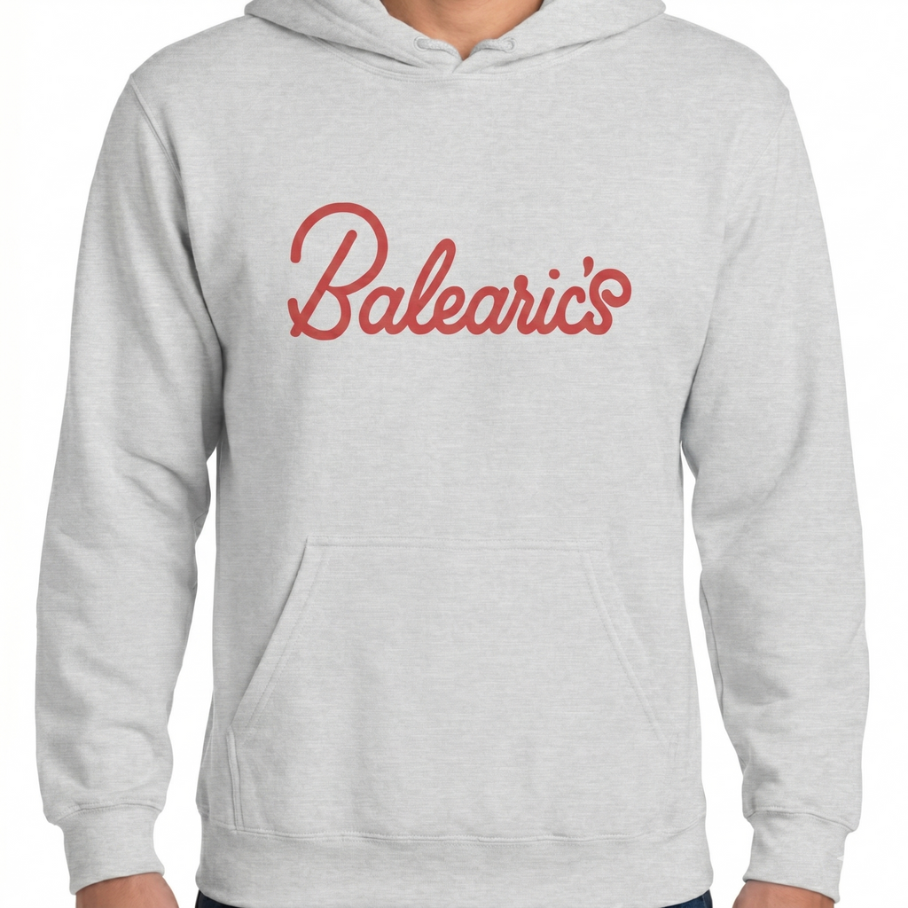 Balearic weekend  hoodie worn by a man