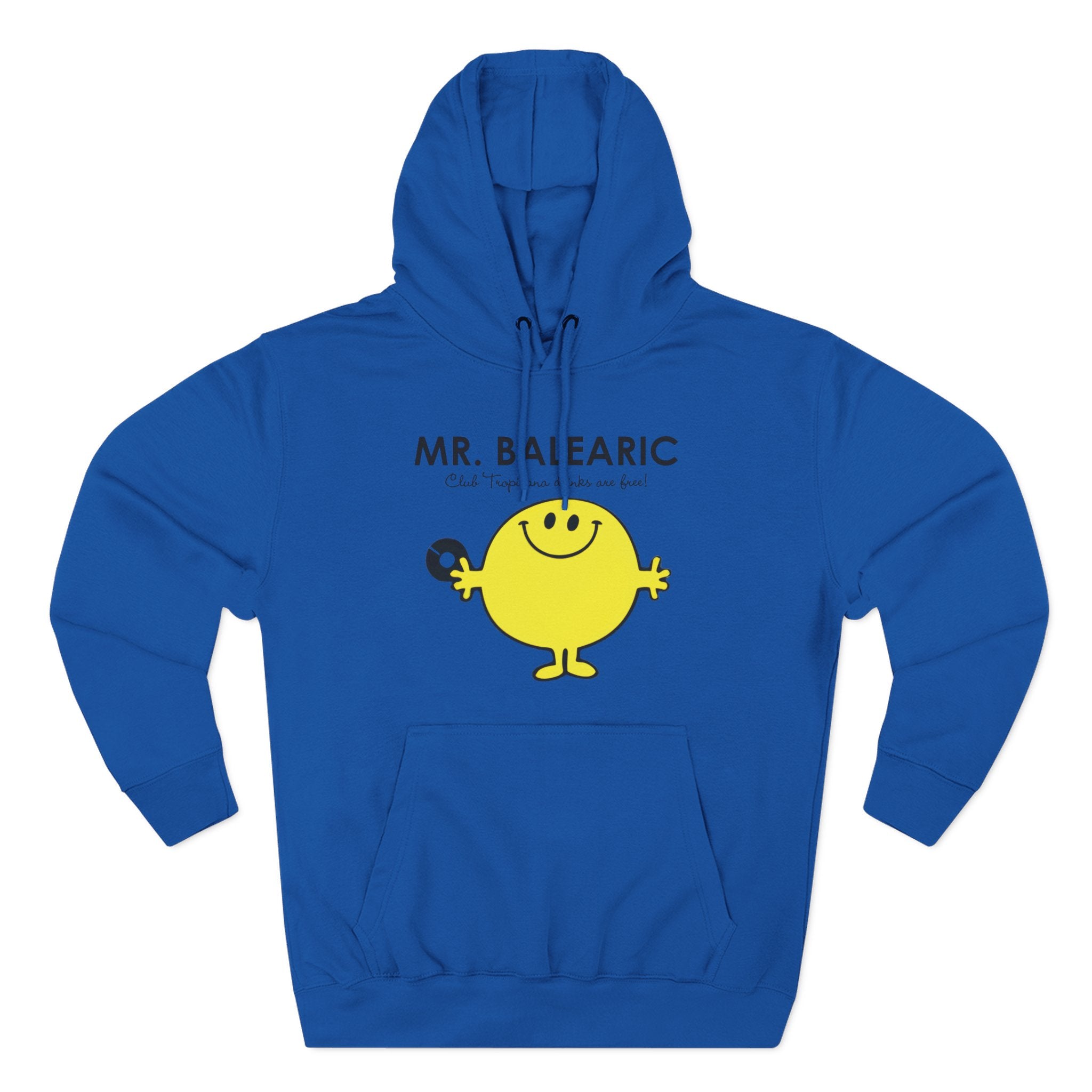 Mr Balearic Hoodie: Royal Blue fabric swatch for the Mr Balearic design.