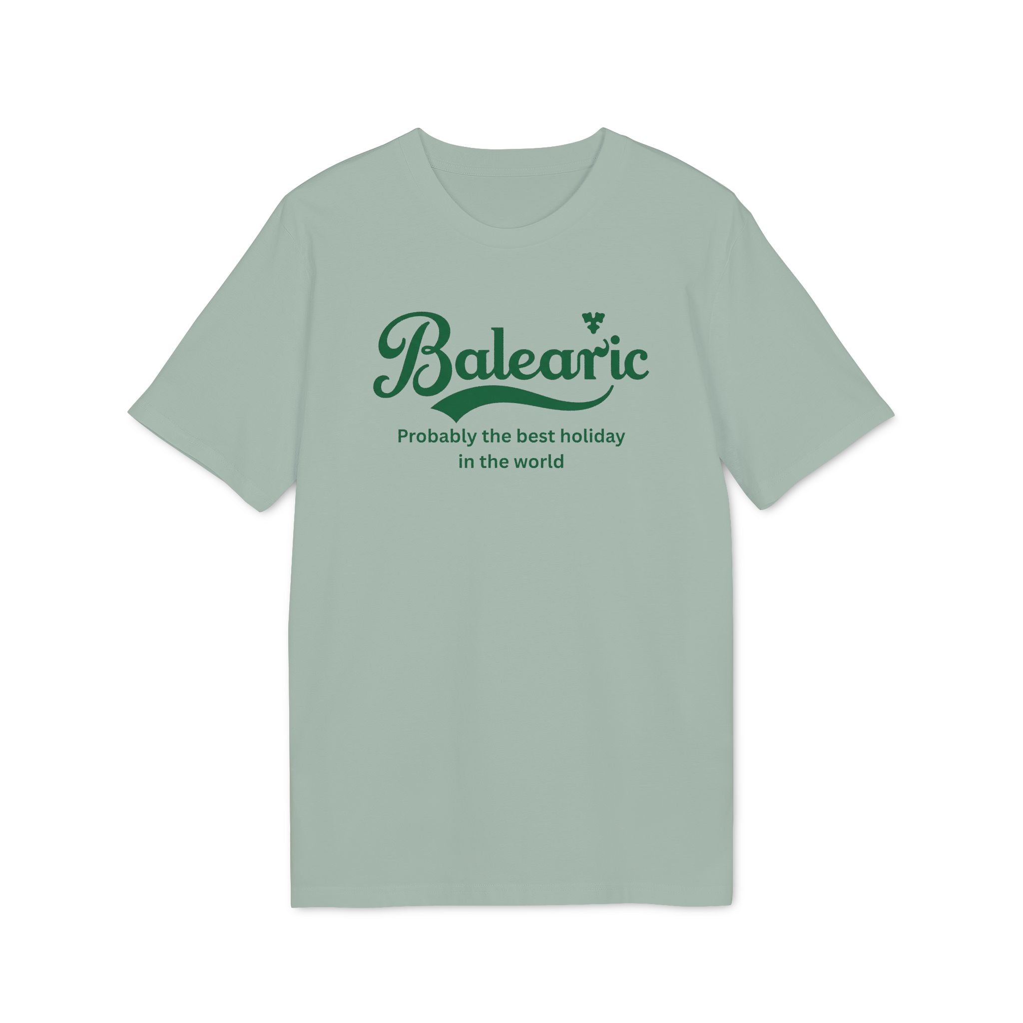 Balearic Blend T-shirt: Aloe flat-lay of the probably the best tee featuring the green graphic.